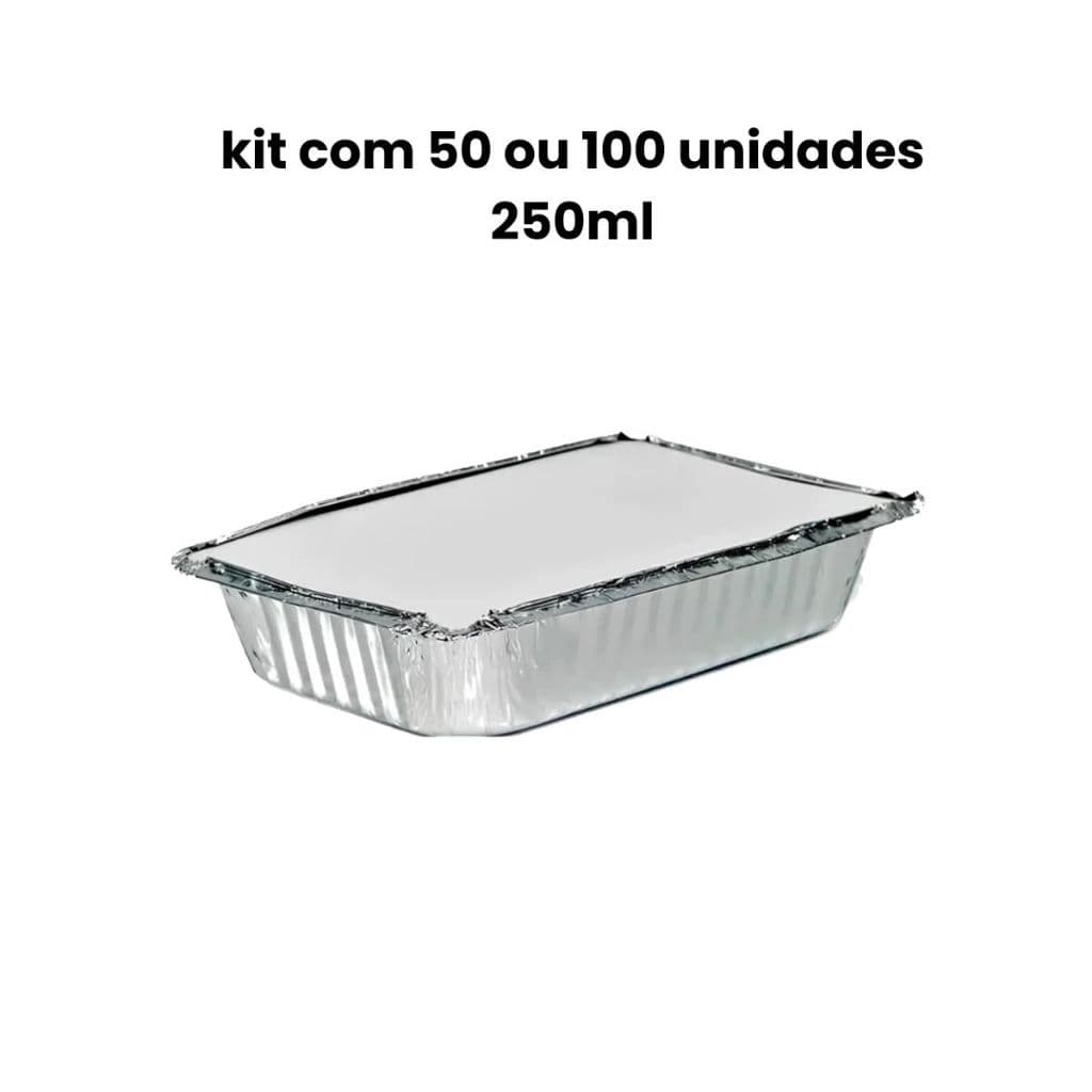 Bandeja Marmitex De Alumínio Retangular Com Tampa 250ml