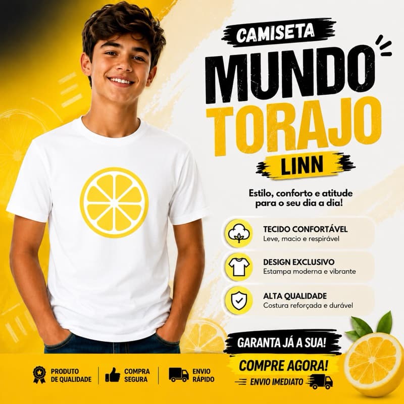 Camiseta Infantil Mundo Torajo com Estampa Vibrante