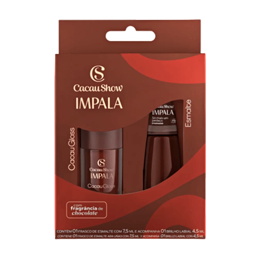 Kit Esmalte e Gloss Da Impala, Cacau Show Com Cheiro De Chocolate ORIGINAL