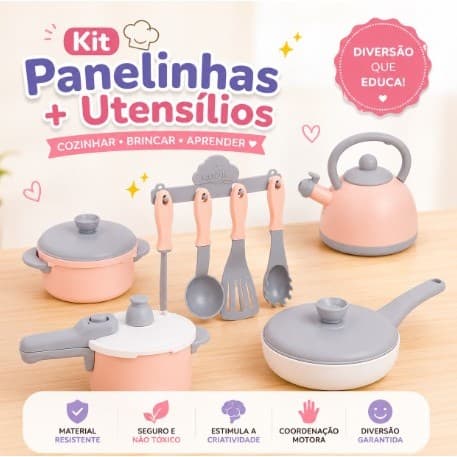 Conjunto de Panelinhas e Utensílios de Brinquedo-Diversão Garantida!