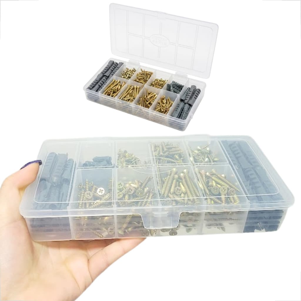 it Caixa Organizadora Multiuso 10 Divisorias 450 Parafusos Chipboard 60 Buchas Fixacao 6mm 8mm 10mm