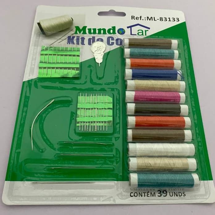 Kit Costura Completo 39 Peças Linha Agulha e Passador de Linha