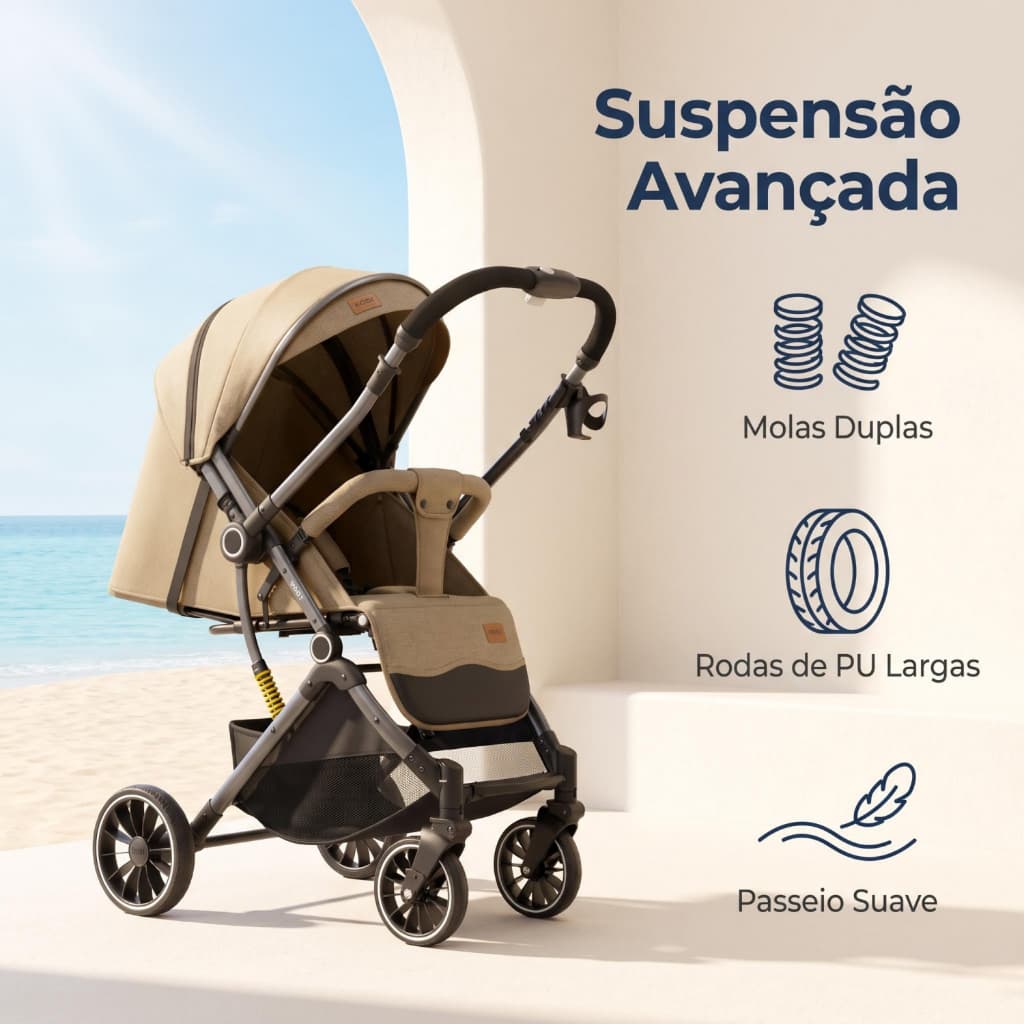 Carrinho de Bebê Completo 3 em 1 com Moisés, Assento Reversível e Amortecedores P30