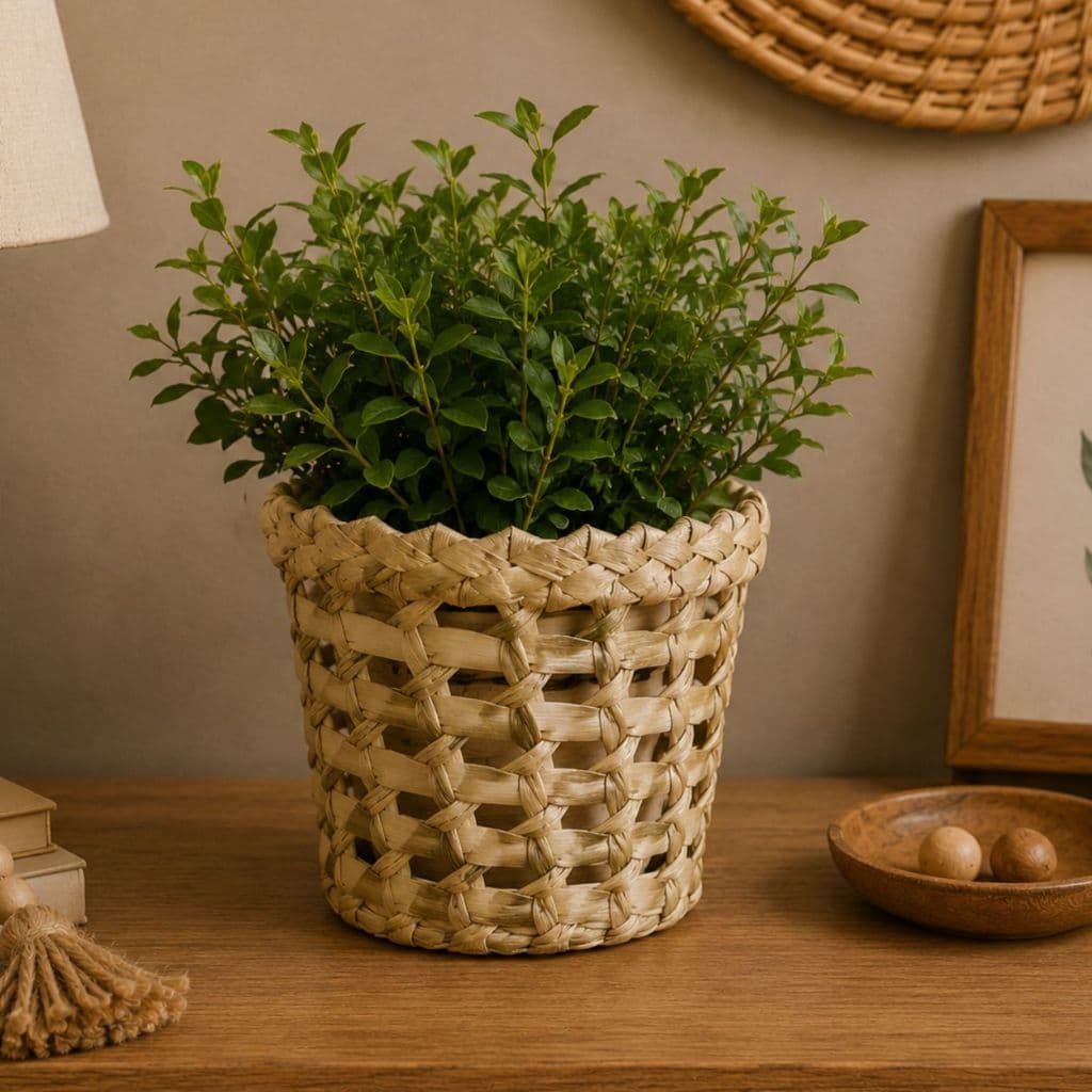 Cachepot Palha de Taboa Decoração Coisas Diferentes Para Casa Artesanato Jardim
