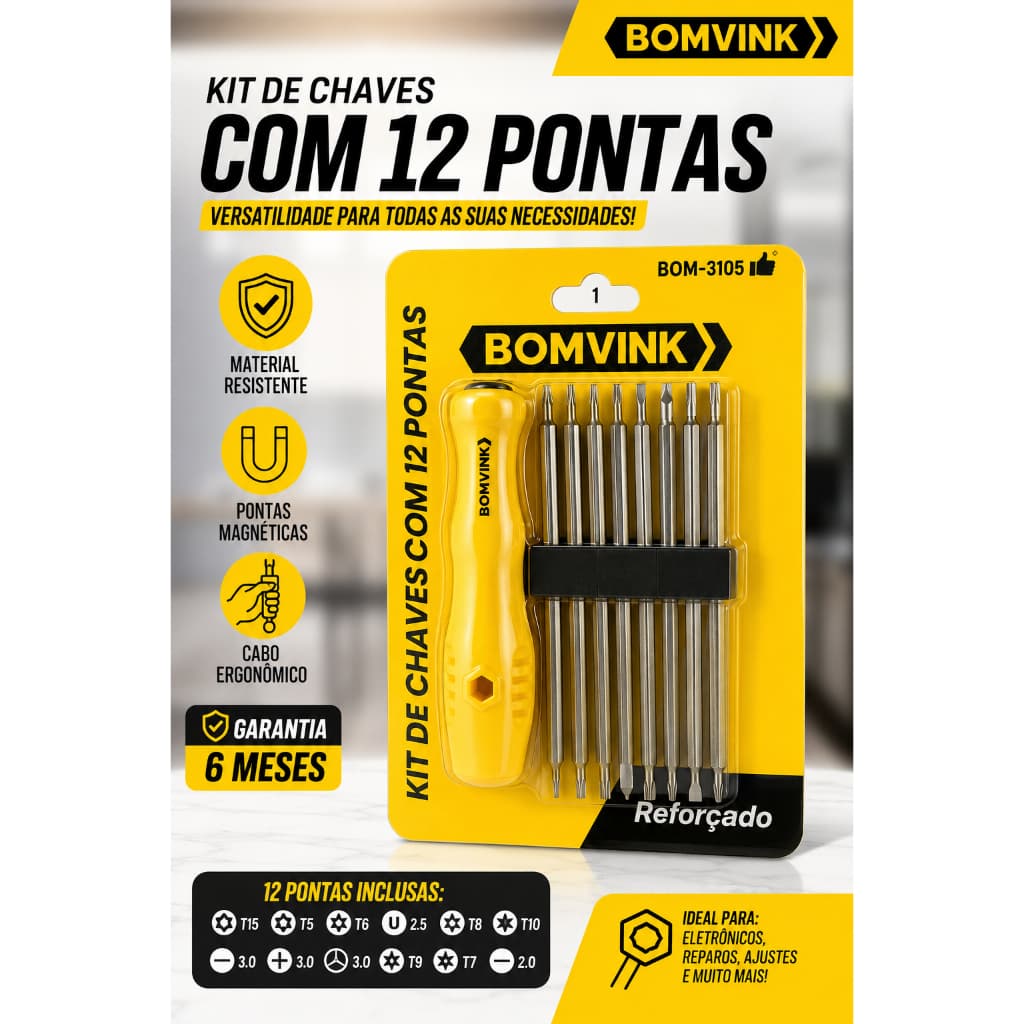 Kit Chaves 12 Pontas Aço Reforçado Bomvink