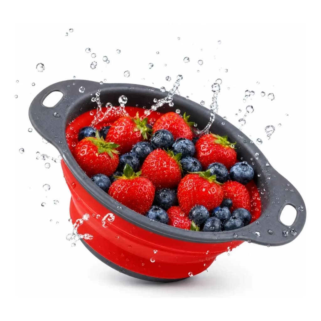 Escorredor Silicone Retrátil Dobrável Premium para Pia Cozinha Frutas Legumes Macarrão