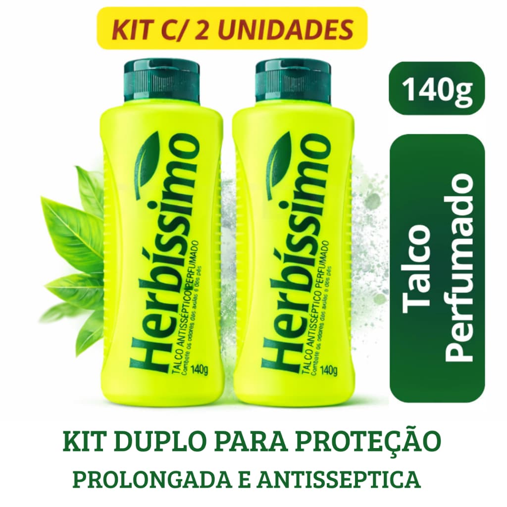 🌿Kit 2 Talcos Antissépticos Herbíssimo Perfumado - Proteção Unissex e Frescor Duradouro