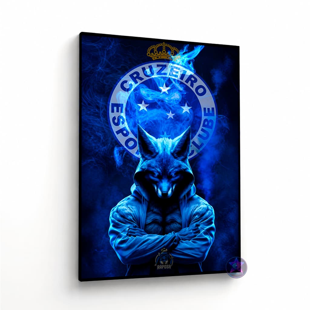 Quadro Decorativo Cruzeiro Raposa Azul Futebol Presente Torcedor Premium Sem Moldura