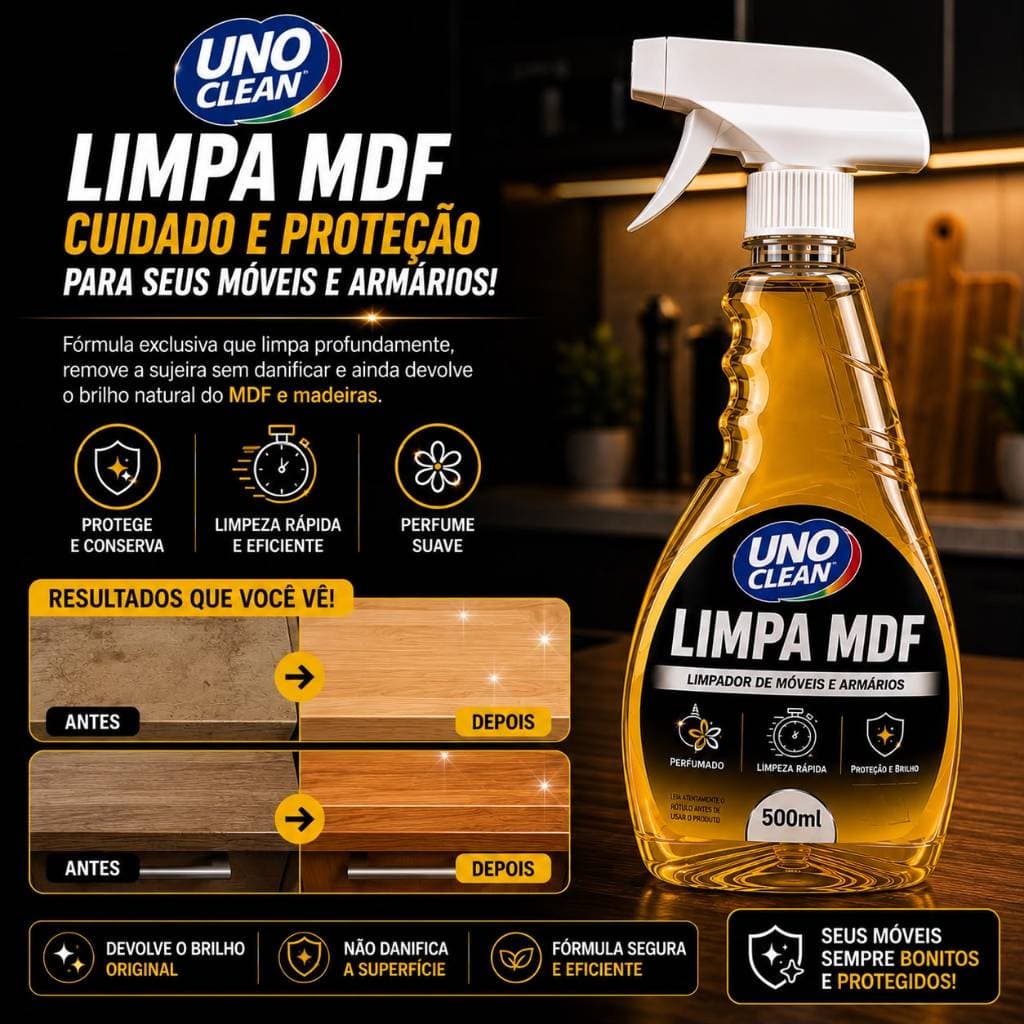 Limpa MDF 500ml - Remove Gordura e Sujeira com Eficiência