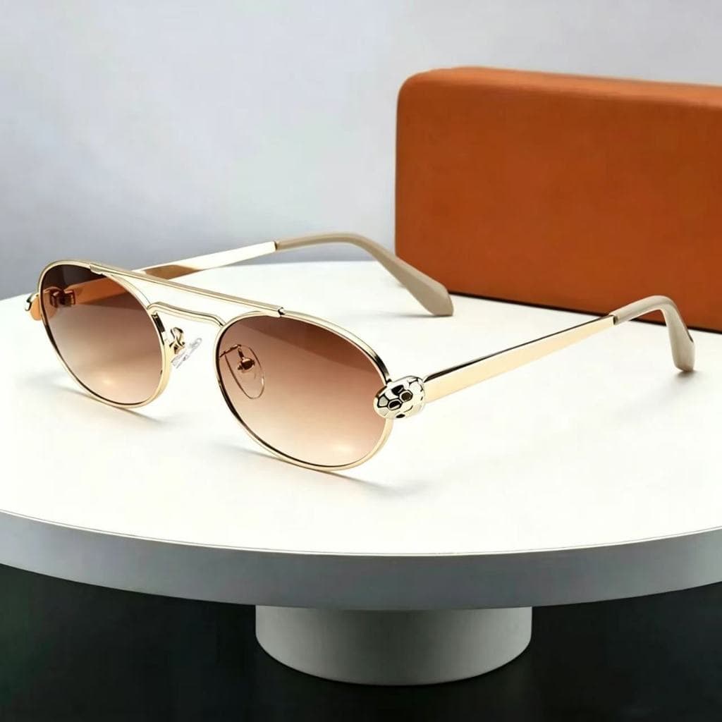 Óculos de sol estilo piloto com armação oval de metal