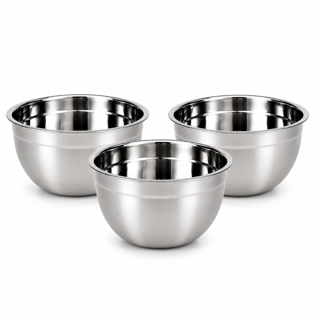 Kit Com 3 Tigela Bowl Saladeira Bacia Aço Inoxidável 28cm Gourmet Cozinha Restaurante