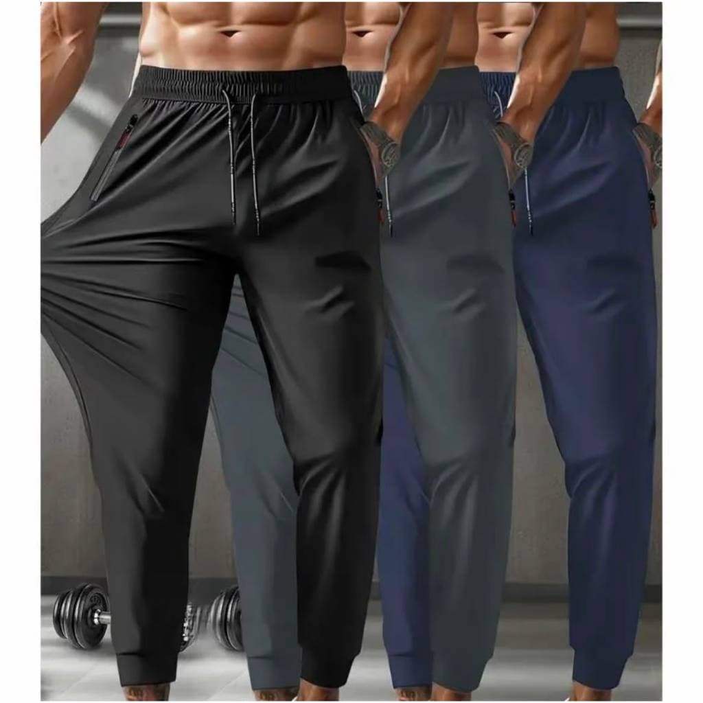 kit 3 Calças Jogger Elastico Masculino DryFit Premium Esportiva com Bolso Ziper