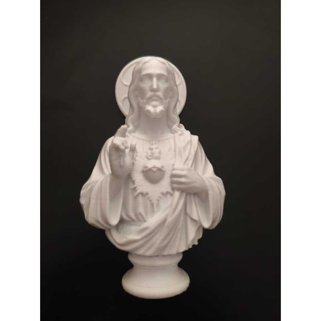 Busto Sagrado Coração De Jesus 12cm Imagem Religiosa Branca Cantinho Da Oração Presente