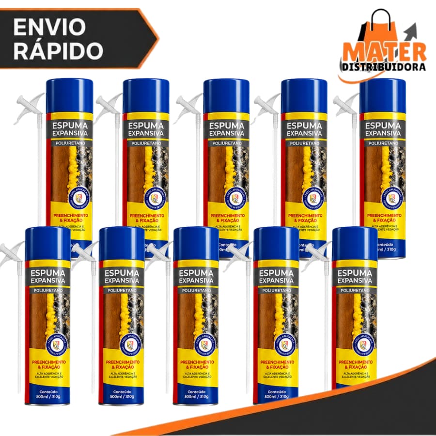 Kit 10 Unidades Espuma Expansiva Poliuretano Vedação Profissional 500ml Etaniz