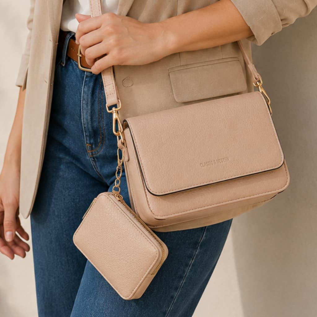 Bolsa Feminina Transversal com Carteira Tiracolo Elegante Casual Premium Alça Regulável Elegante