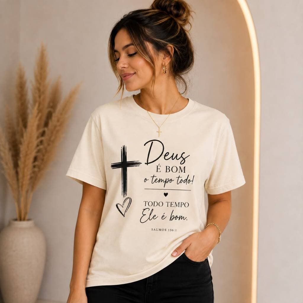 Camiseta T-Shirt Feminina Cristã Estampada 100% Algodão Streetwear - Envio Imediato