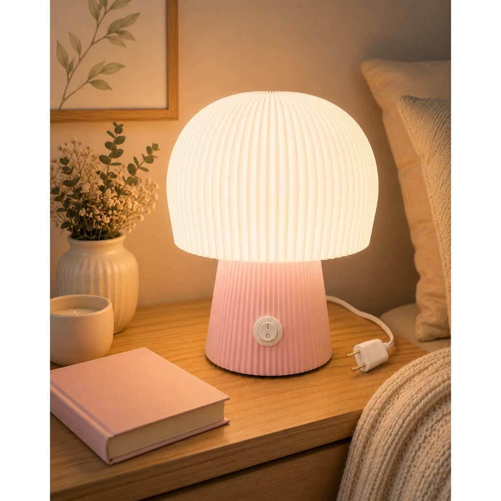 Luminária De Mesa Abajur Cogumelo Led Quarto Sala Cabeceira