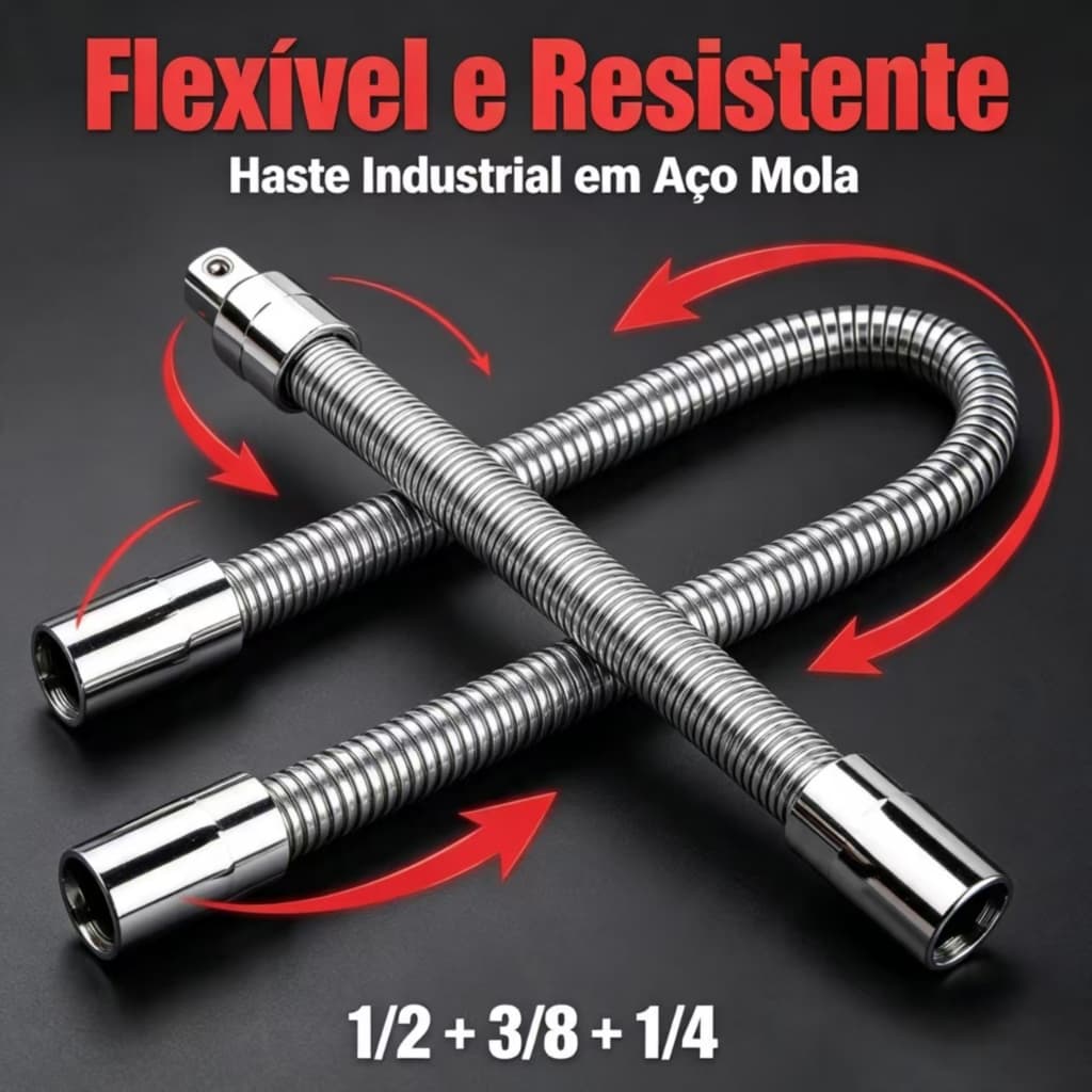1/4 & 3/8 & 1/2 Chave De Catraca Flexível De Extensão De Haste Longa Adaptador