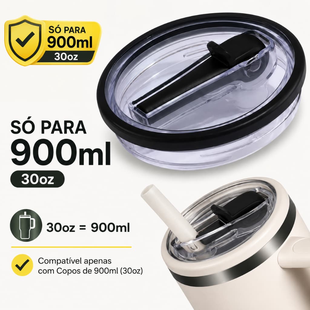 Tampa de Reposição para Copo Térmico 900ml com Canudo Antivazamento