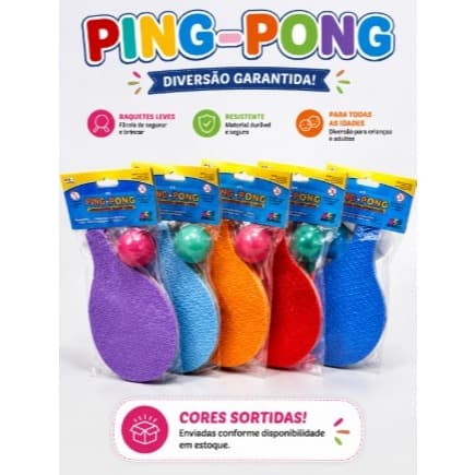 Kit Ping Pong Infantil 15 Raquetes + Bola | Brinquedo para Recrea