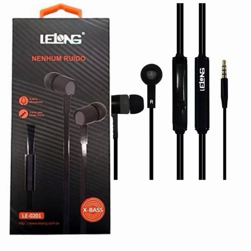 Fone de Ouvido LELONG LE-0201 P2 3,5mm com Microfone X-Bass