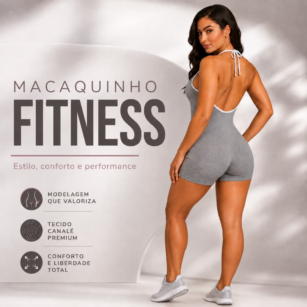 Macaquinho Feminino Premium Modelador Sem Transparência Academia treino Moda Fitnees