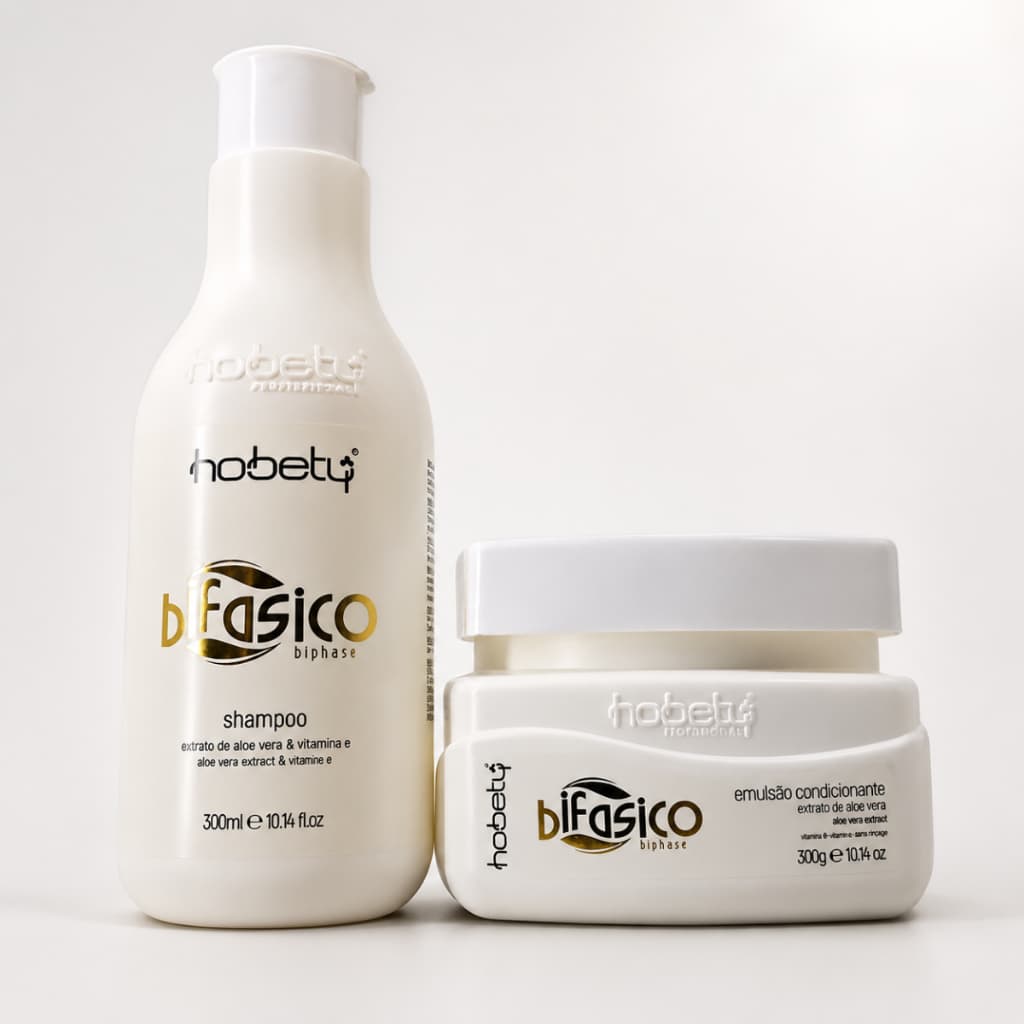 Kit Bifásico Hobety Shampoo + Máscara 300ml - Brilho Extremo e Hidratação Profunda