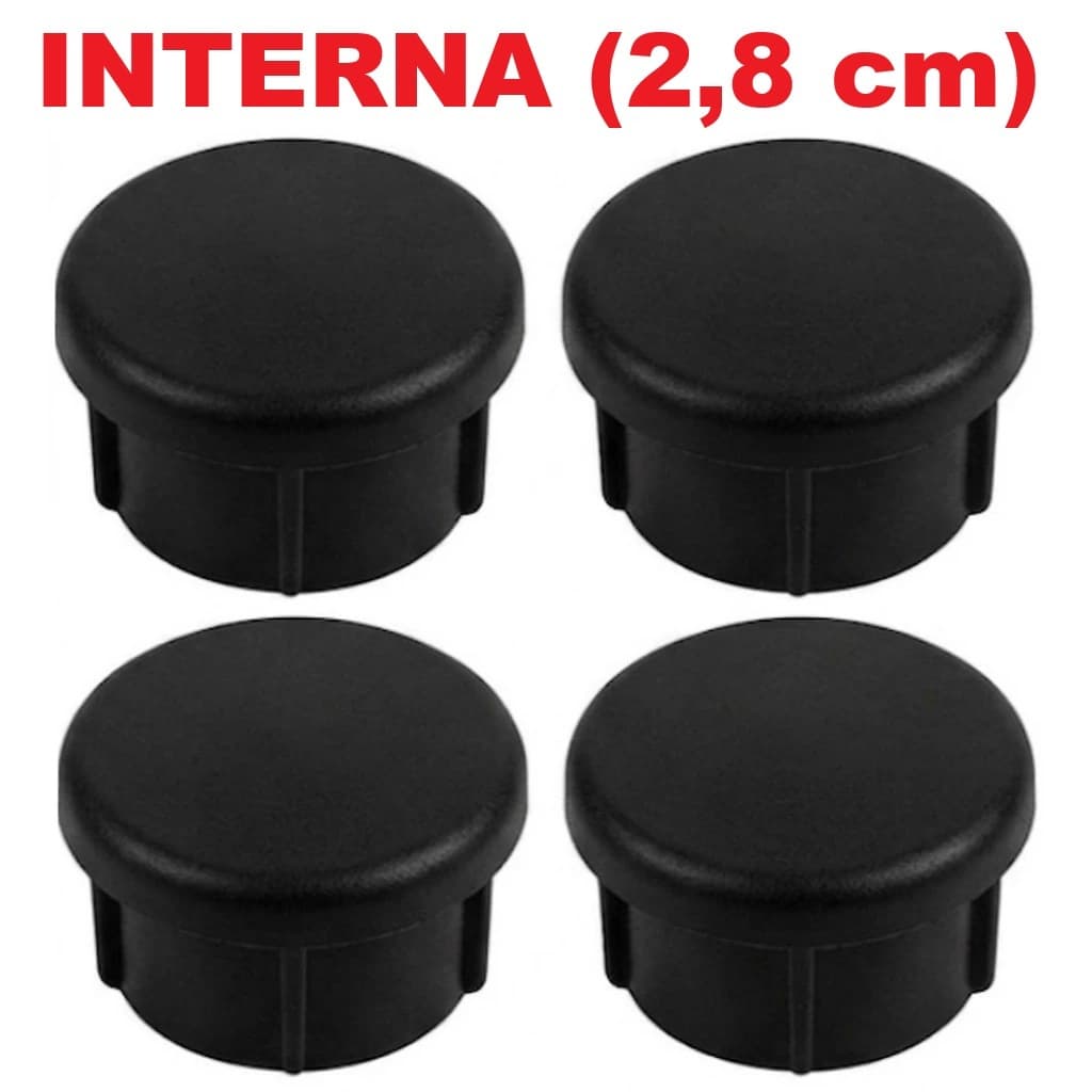Kit Ponteira INTERNA 1.1/8 Preta 28mm Cadeira 2,8 cm Pe Tampa