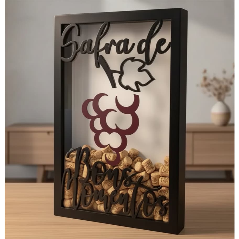 Quadro Porta Rolhas de Vinho   - Safra de Bons Momentos 100