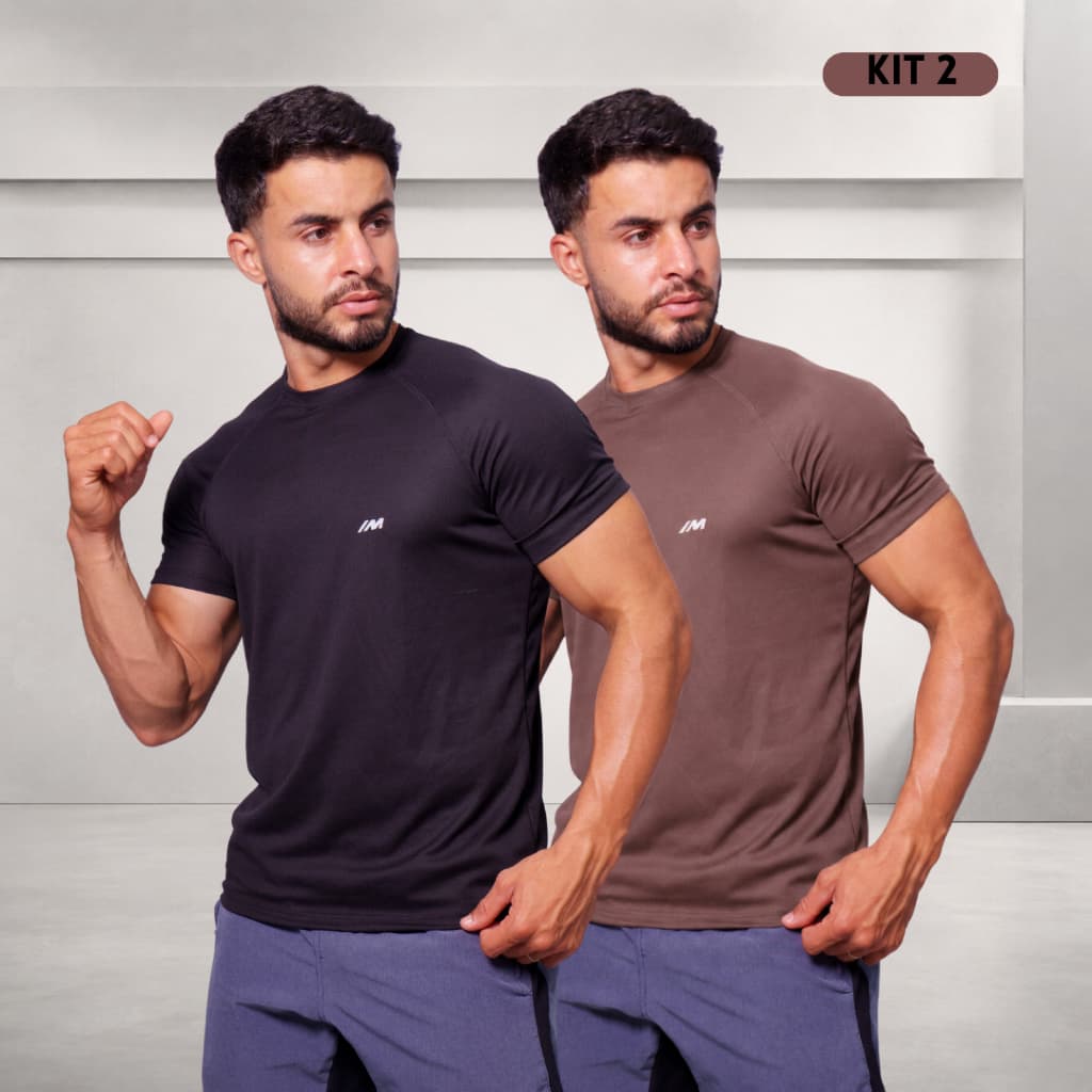 KIT 2 Camiseta Masculina Dry Fit Esportiva Academia Corrida Treino Respirável Leve Secagem Rápida