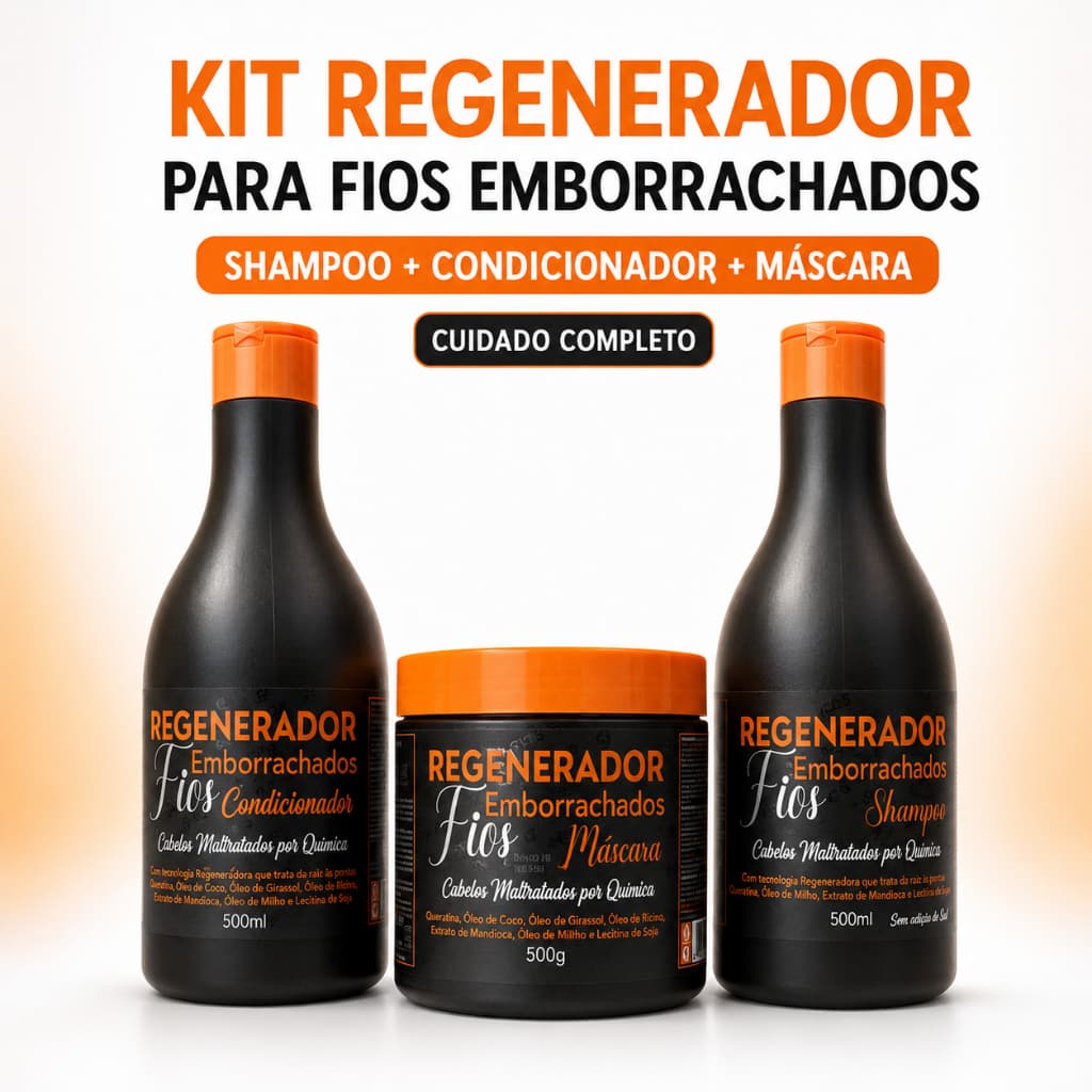 Kit Maycrene Regenerador para Fios Emborrachados – Shampoo, Condicionador e Máscara 500ml/500g