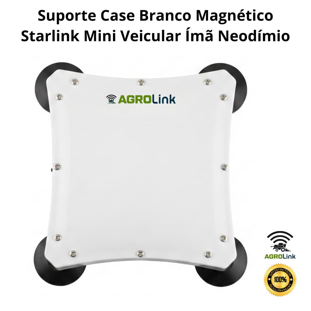 Suporte Case Branco Magnético Starlink Mini Veicular Ímã Neodímio | AgroLink