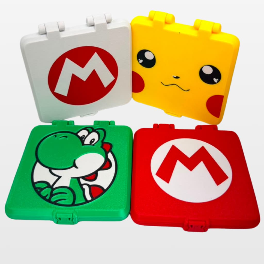 Porta Jogos Nintendo Switch OLED Lite para 12 Cartuchos Estojo Compacto com Trava Mario Yoshi Pikachu 3D