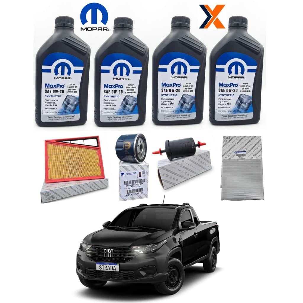 Kit Revisão Fiat Strada 1.3 Firefly Óleo 0W20 + 4 Filtros Originais Mopar