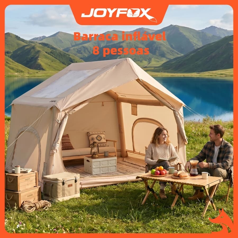 Barraca de Acampamento Inflável 8 Pessoas Impermeável 2000mm Com Bomba Grande Resistente JOYFOX