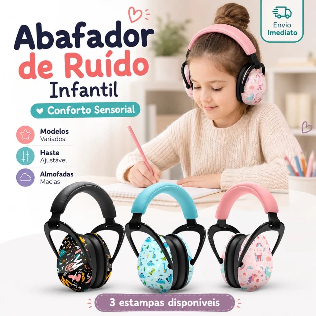 Protetor Auricular Abafador de Ruído Infantil Adulto Para Autismo TDAH Sensorial