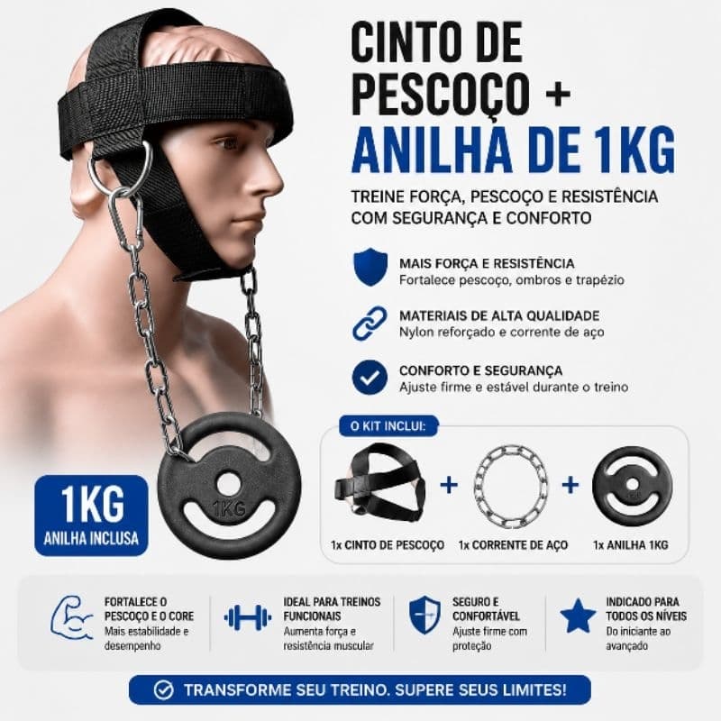 Cinto De Fortalecimento do Pescoço + Anilha 1kg ferro
