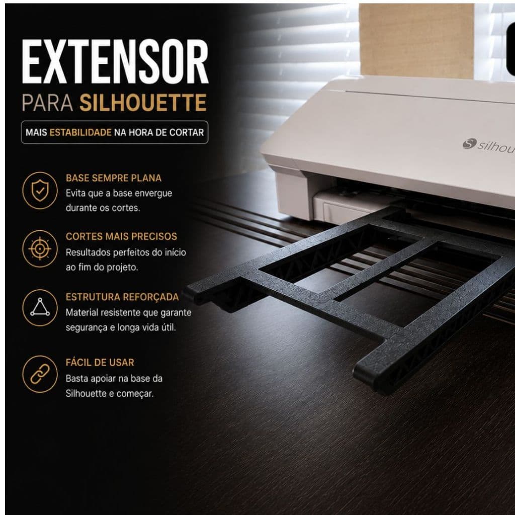 Extensor Para Base de Corte Silhouette Cameo Mais Estabilidade Cortes Precisos