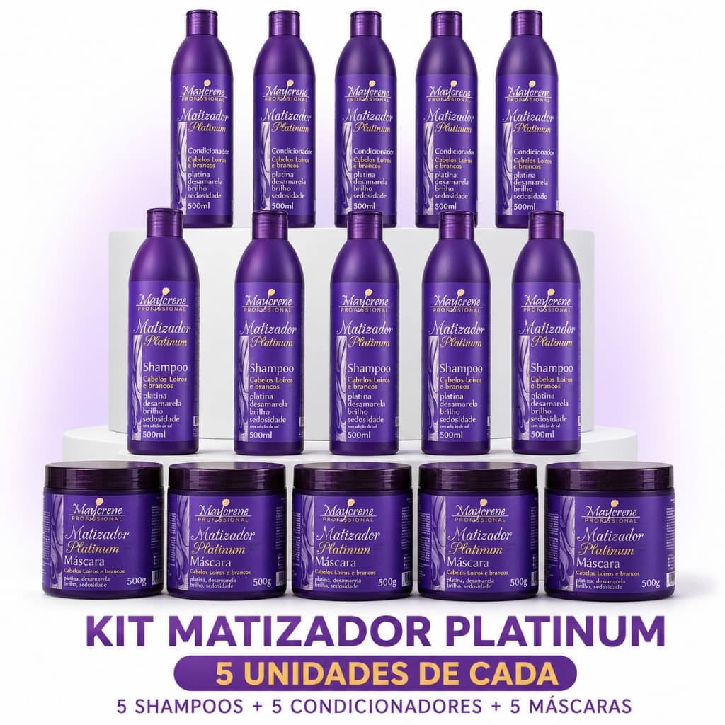 Kit Matizador Maycrene 5 Shampoo 5 Condicionador 5 Máscara