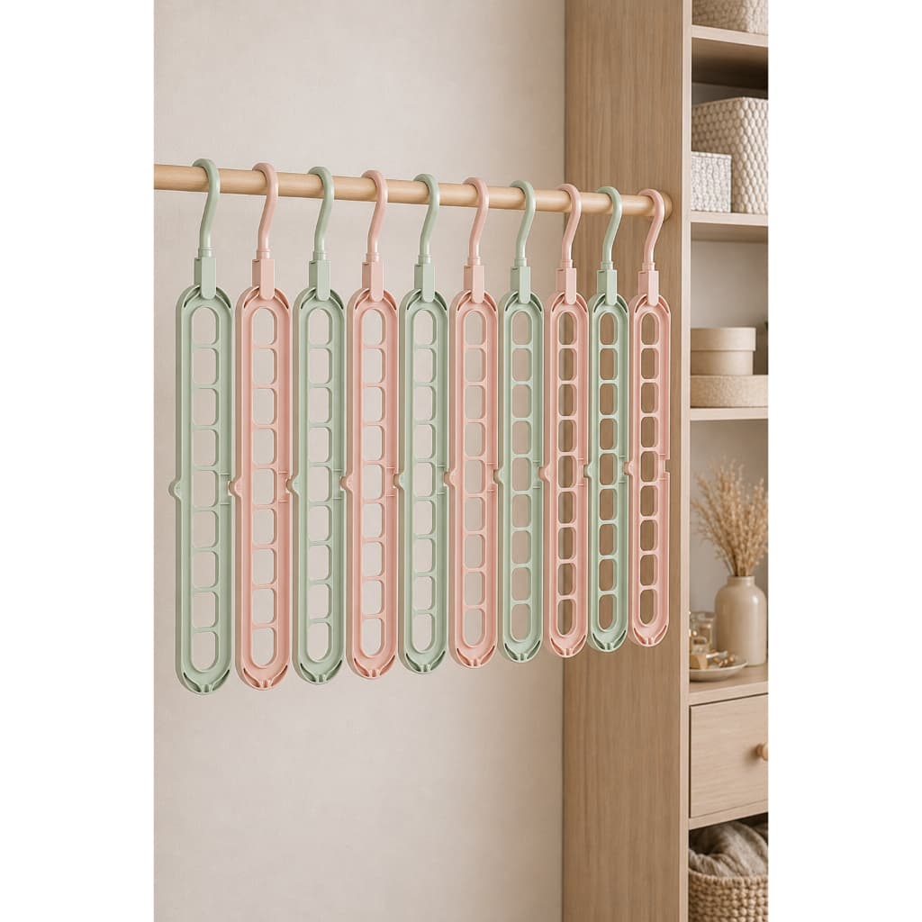 Kit 10 Cabides Mágico Dobrável com 9 Furos para Máxima Organização do Closet
