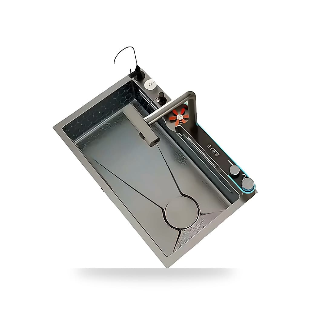 Cuba Gourmet Cascata Multifuncional Inox 304 Grafite LED Lavador de Copos Bebedouro Torneira 75x46