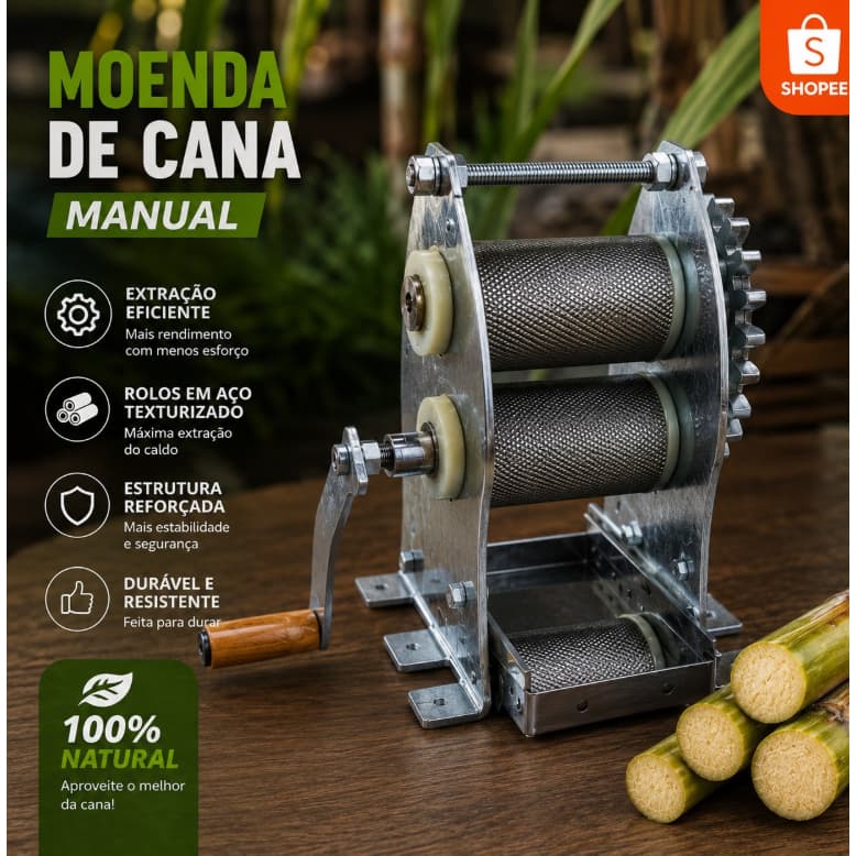 Engenho Garapeira Manual Moedor de Caldo de Cana Engenho 2 Moendas PROMOÇÃO