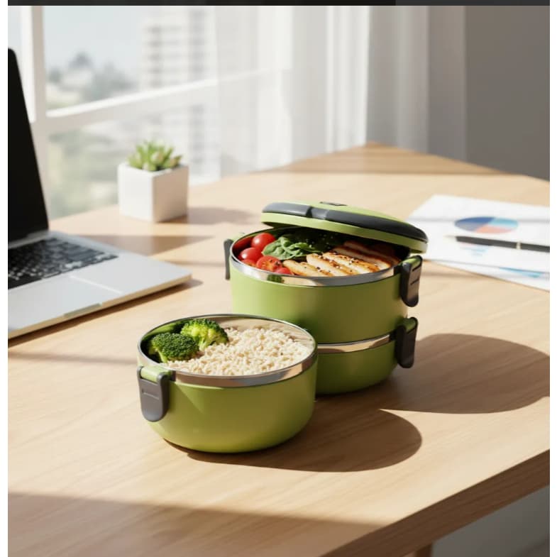 Marmita Térmica Inox 1,4L Lunch Box 2 Compartimentos Mantém Alimentos Conservados