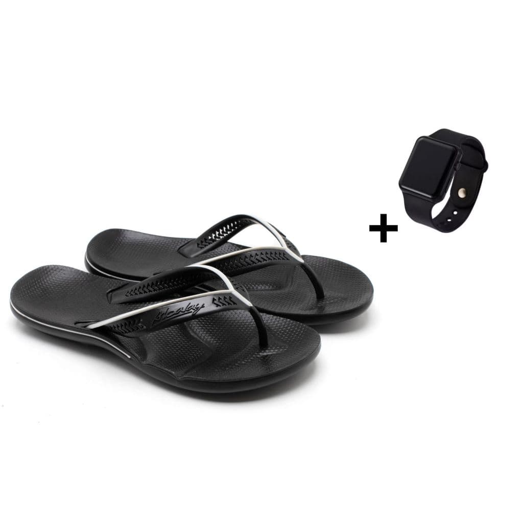 Kit Chinelo Alcalay Masculino Ortopédico Confortável Antiderrapante + Relogio Digital a Prova de Água