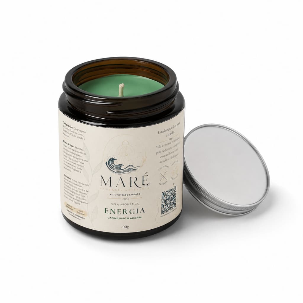 Vela Aromática Artesanal Lavanda cera de coco 40/100g Maré