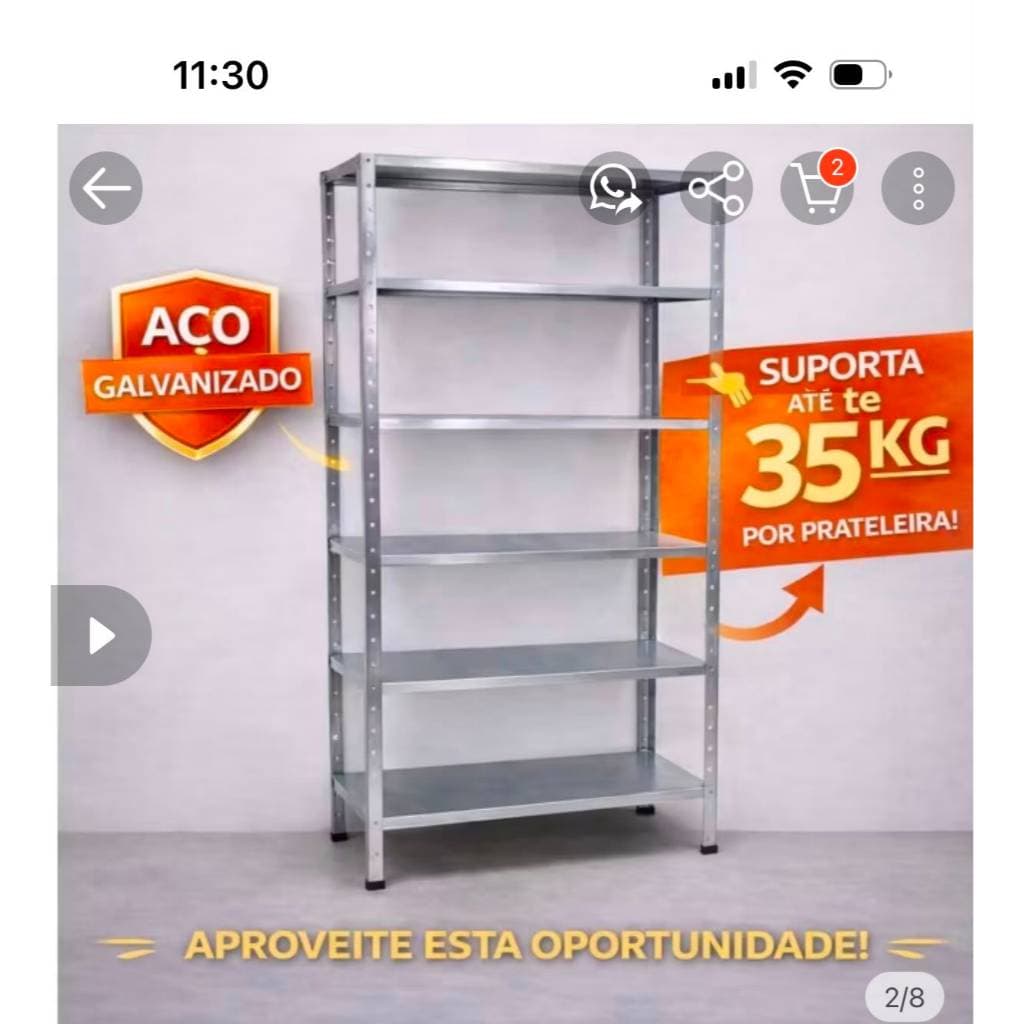 Estante Metálica Reforçada 6 Prateleiras Aço Galvonizado para Comércio e Residência Suporta 200kg