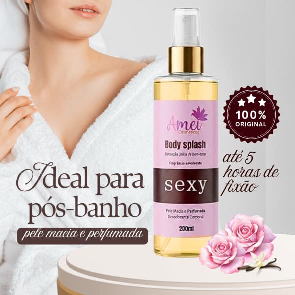 Body Splash Amei Cosméticos Feminino Deo Colônia Floral Frutal Perfume Pós-Banho 200ml