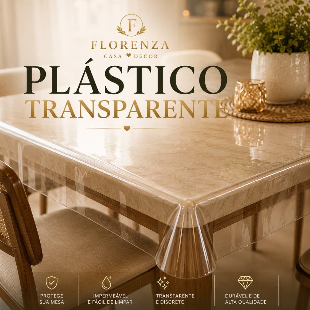 Forro de Mesa Plástico Transparente Cristal Para Mesa PVC Impermeável Protetor Resistente
