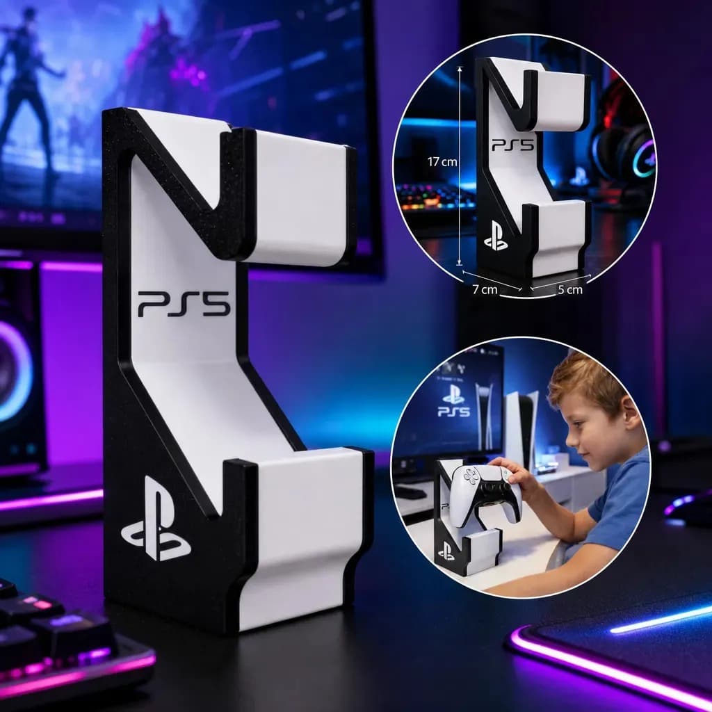 Suporte Duplo Para Controles Ps5 Ps4 Design Gamer Suporte Branco