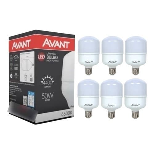 Kit com 3/6 Lâmpadas Led 50w Bulbo E27 6500k Branco Frio Bivolt 110/220v